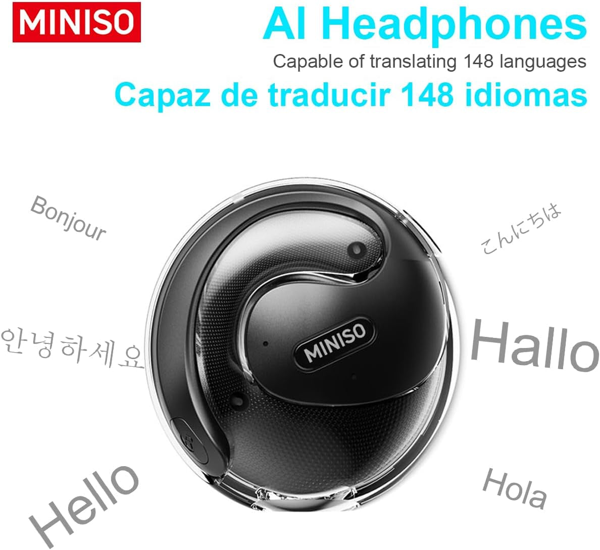 X15 PRO Translation Earbuds Open Ear Headphone Bluetooth 5.4 OWS AI Headphones Support 148 Languages Wireless Earbuds with Earhooks IPX5 Waterproof Bluetooth Earbuds Black（With AI）