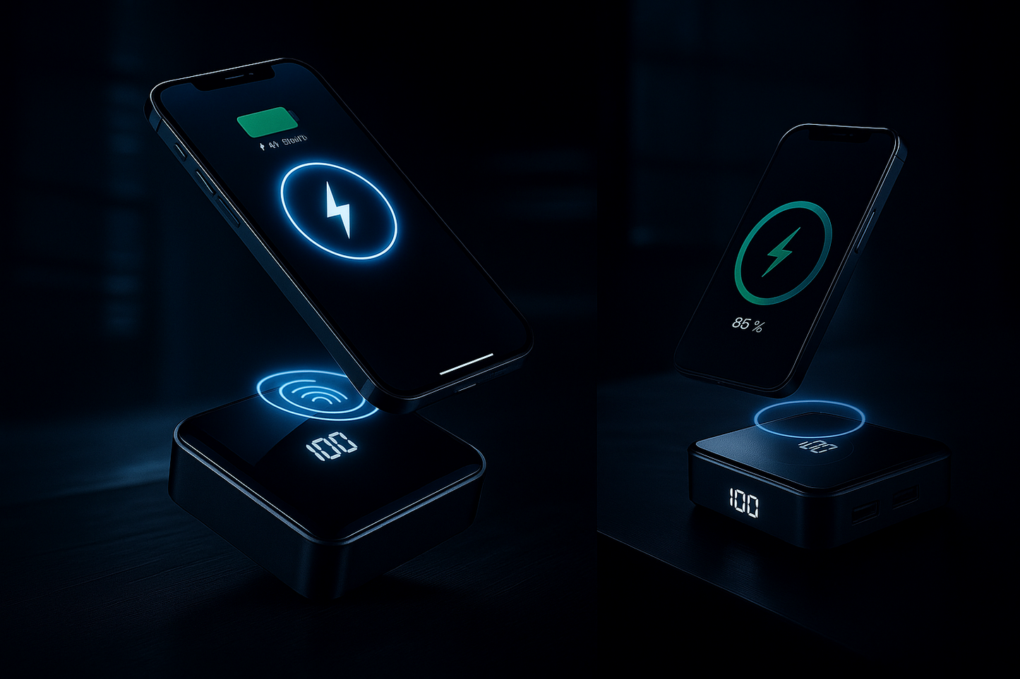 Wireless Charging Power Bank with Mirror Display (10000mAh)